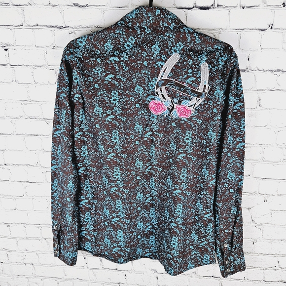 COWGIRL HARDWARE | floral embroidered snap cowboy western long sleeve shirt - Picture 5 of 10
